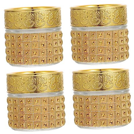 FRCOLOR 4pièces Pots De Stockage Verre Multi-fonctionnels Dorés Pour Maison Bocaux Vides Pour Aliments Et Petits Objets