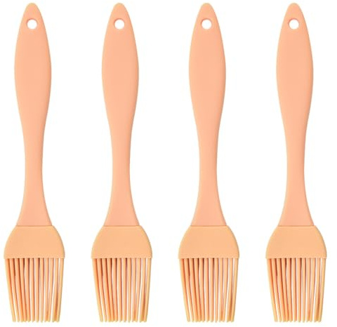 4pcs Pincel Cocina Silicona Pinceles de Repostería Pincel Aceite, Brocha Cocina Resistentes al Calor Pincel de Barbacoa Cepillos de Cocina para BBQ, Pasteles, Hornear, Cepillar Aceite (Naranja)