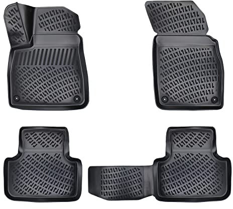 fussmattenprofi.com 3D Gummimatten Set für Audi Q7 4M Baujahr ab 2015 | Extra Hoher Rand Allwetter Auto Fussmatten I TPE Geruchlos rutschfest Fußmatten Zubehör