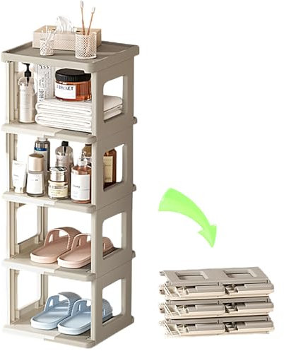 Ahigh Schuhregal, schuhschrank stapelbar und faltbar, Schuhregal platzsparend, Schuhablage minimale Stellfläche, Schuhregale Organizer für Schrank Flur Schlafzimmer Eingang(M 26,5×26×75cm)