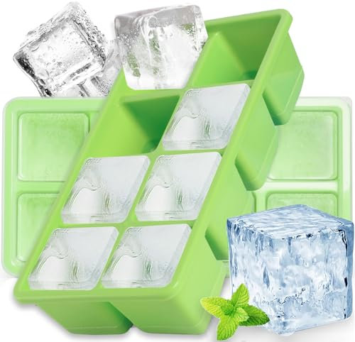 Große Eiswürfelbehälter Mit Deckel, Furnsii 2 Stück Silikon Eiswürfelform BPA Frei und LFGB-zertifiziert, Stapelbar und Spülmaschinenfest Eiswürfel Form für Babybrei Bier Cocktails Whisky