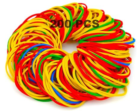 200 bandas elásticas resistentes y coloridas, bandas de goma resistentes a altas temperaturas, perfectas para suministros de oficina, uso industrial, escuela, hogar, manualidades y más, tamaño de 38