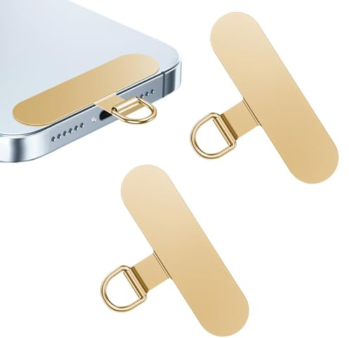 flintronic Taggar för telefonband, 2 st mobiltelefonsnodd, snoddkuddar, metall crossbody mobiltelefon snodd i silver, telefonrem anslutningsklämma kompatibel med de flesta smartphones, #4 Guld-1,