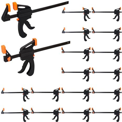 Biugaaufai 18 PCS 4 Inch Bar Clamps for Woodworking, Orange E-Z Hold Woodworking Bar Clamps Set, One-Handed Quick F Clamps, F Clamps Set for Carpenters & Woodworkers Tools