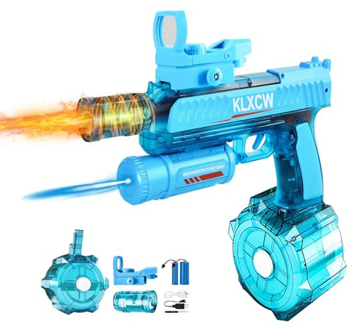 IEEILULU Pistolet à Eau Electrique, Electric Water Gun avec Lumière, Pistolet a Eau Electrique Puissant 750 ML, Idéal pour Les Jeux de Tir au Pistolet à Eau en Plein Air Shouzimudax (Bleu-1)