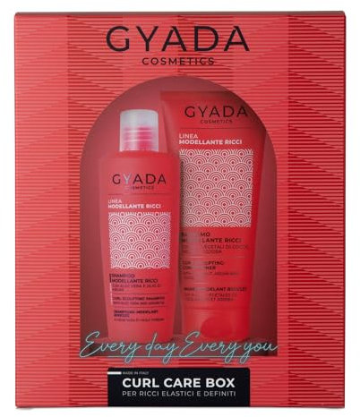 GYADA COSMETICS, CURL CARE BOX, Set Regalo per Capelli Ricci, Kit con Shampoo e Balsamo, a Base di Succo di Aloe Vera, Olio di Lino, Cocco, Argan e Jojoba, 250 ml + 200 ml