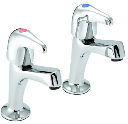 Leger L502 Kitchen Tap Pair Chrome | Hot & Cold Pillar Taps | Durable Brass Construction | Smooth Lever Control