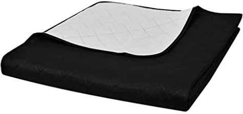 Copriletto Trapuntato Double-Face in Microfibra, Design a Rombi per Calore e Comfort, Copriletto trapuntato, biancheria da letto, Adatto per Camera da Letto, Nero/Bianco, 230x260 cm