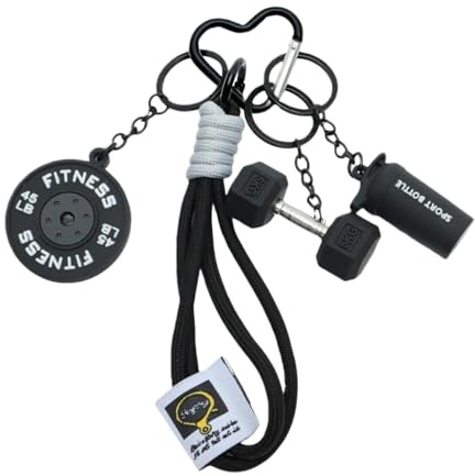ROKZELT Portachiavi a forma di manubrio da dono per uomini e donne - Portachiavi a forma di girello 3D per bodybuilder, per l'allenamento di forza, accessori fitness, amuleti sportivi