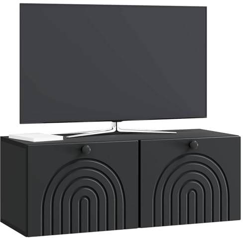 vidaXL Mobile Porta TV da Muro Nero 78,5 x 31 x 30 cm, Stoccaggio moderno per il salotto, design rettangolare, mensole da parete, console per media, unità intrattenimento ampia