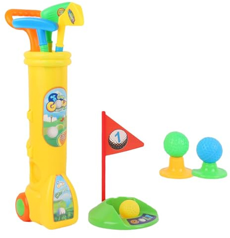 Yunmeryker Set Mazze da Golf per Bambini Set da Golf Giocattolo per Bambini Set da Golf per Pratica Fori Riconoscimento Colore Giocattoli da Golf per Interni Rag, Giallo