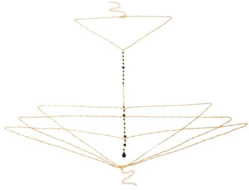 Lurrose Chaîne Corporelle Élégante en Métal Or Pompons, Décor de Corps Chic et Résistant, pour Mariage et Occasions Spéciales