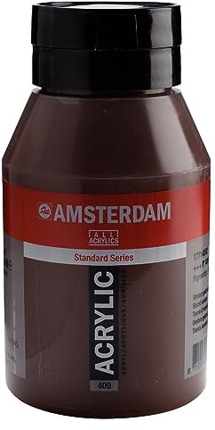 Amsterdam Standard Series Acrylfarbe Burnt Umber 409, 1000 ml, halbtransparent, hohe Lichtechtheit, mittlere Viskosität, seidenmatt, Made in Netherlands