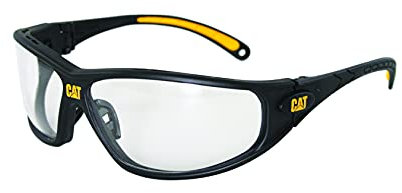 Caterpillar Tread Safety Glasses, Black and Yellow, Smoke