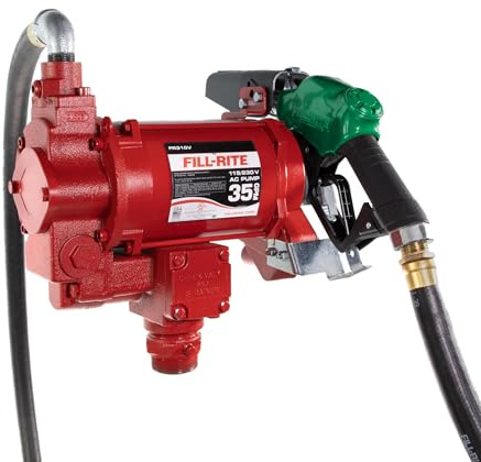 Fill-Rite FR310VB 115V/230V 35 GPM Fuel Transfer Pump w/Discharge Hose & Automatic Nozzle (Green)