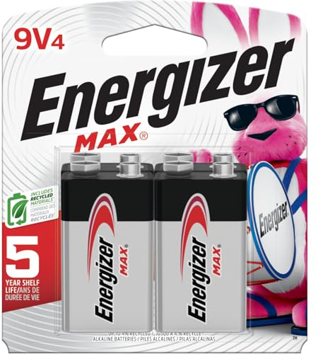 Energizer MAX 9V Batteries (4 Pack), 9 Volt Alkaline Batteries