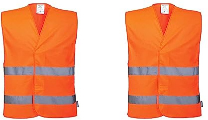 Portwest Chaleco Con Dos Bandas, Tamaño: S/M, Color: Naranja, C474ORRS/M