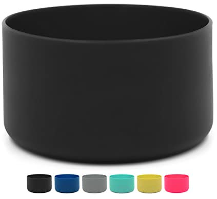 Flaskars Botte de protection en silicone pour bouteilles d'eau de 340 à 1200 ml, manchon inférieur antidérapant (convient aux bouteilles d'eau de 340 à 700 ml, noir)