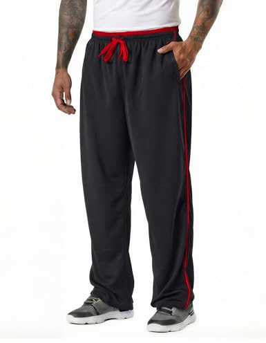 EKLENTSON Men's Tracksuit Bottoms Mesh Jogging Sweat Pants with Zipper Pockets Open Bottom Athletic Pants Loose Fit