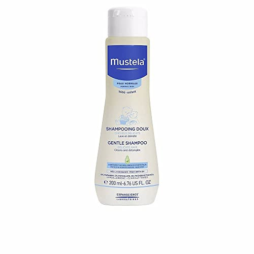 Mustela Sanftes Shampoo mit Bio-Avocado-Perseose und Kamille, Körper und Haar, Babys, Kinder, ganze Familie - Verhindert die Bildung von kleinen Knoten, brennt nicht (200ml)