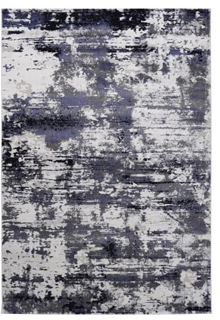 NAAR Abstraktes Vintage Designer Teppich 120 x 180 cm Rugs, Kurzflor, Weich Teppich für Wohnzimmer, Schlafzimmer, Esszimmer, Heimbüro, ÖKO-TEX Wohnzimmerteppich, Teppiche Hellgrau - Navy blau