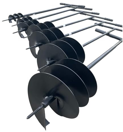 F & R Erdbohrer aus Stahl, Handerdbohrer zum Setzen von Erdlöchern, Handgriffe mit Gummi, Handbohrer für Erdarbeiten im Garten, Bau & Landschaftsbau, Lochspaten, Pfahlbohrer, Gartenbohrer, Ø 230 mm