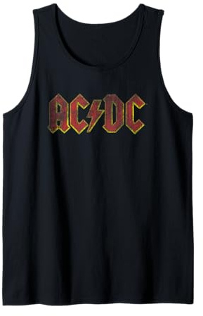 Official AC/DC Distressed Red Logo Band Vintage Roll Tank Top