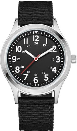CIVO Uhren-Herren Militär-Sport Schwarz Armbanduhr-Herren - Wasserdicht Leuchtend 12/24 Stunden Herrenuhren Einfache Nylon Analog Quarzuhren, Geschenke für Männer