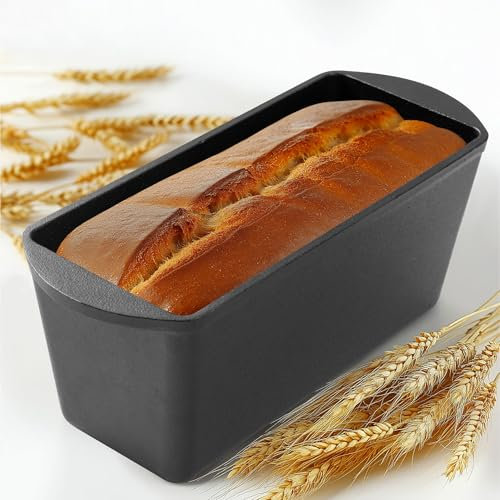 Navaris Gusseisen Brotbackform 34 x 13cm - Brotbacktopf - Emailliert, Brottopf - Gusseisen Topf Brot backen, Brot Backen Zubehör, Toastbrot Backform, Brotform, Für Braten, Backen
