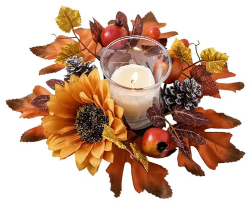 Anelli con ghirlande di candele,ghirlanda di candele autunnali,Decorazioni da tavolo portacandele ghirlanda - Centrotavola per decorazioni da tavola, ghirlande di anelli di candele di girasole da 9,84