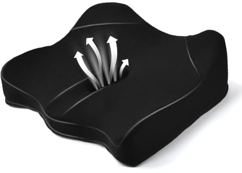 HEKOBAG Coussin de Siège Voiture, Coussin Rehausseur Voiture en Mousse à Mémoire de Forme, Rehausseur de Voiture Adulte, Coussin de Voiture Conducteur Rehausseur pour Voiture, Bureau, Maison (Noir)