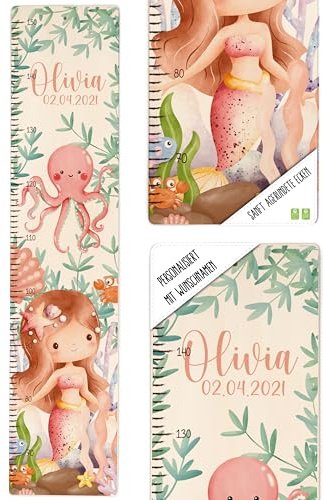 MINIHELDEN - Personalisierte Messlatte Kinder 70-150 cm - Einzigartige Kinderzimmer Deko Mädchen und Jungen, Größenmesser Kinder mit Namen