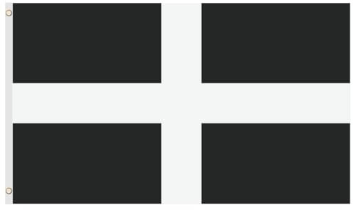 Second Ave Cornwall Flag 5ft X 3ft Large With Brass Eyelets Cornish Saint Piran's Banner Flag