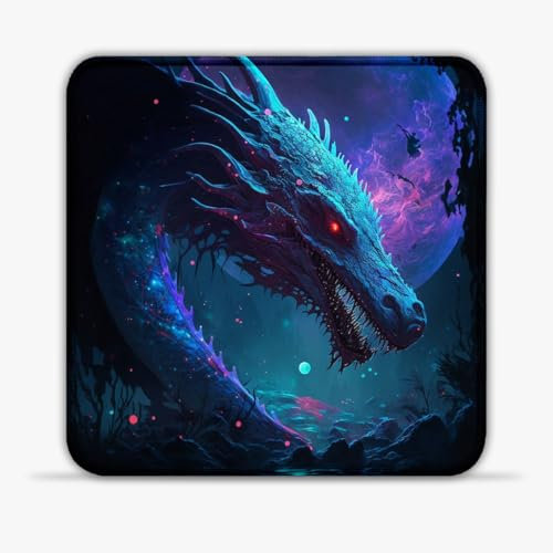 LJSPTU Gaming Mouse Pad Brave Dragon Portable (8-inch Heat-Resistant Stitched Edges Non-Slip Base 360° Smooth Tracking for Esports, Compact for Travel Gaming Setup