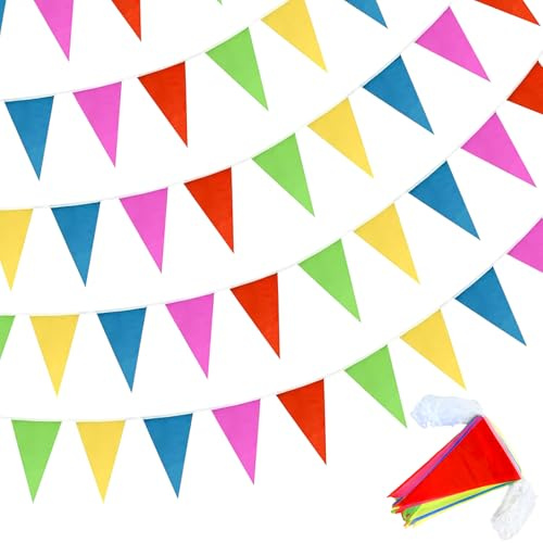 150 flaggor vimpelkedja utomhus 80 meter, återanvändbar regnbågsgirlang för fest födelsedag, inomhus, trädgårdsfest, jul, dekoration
