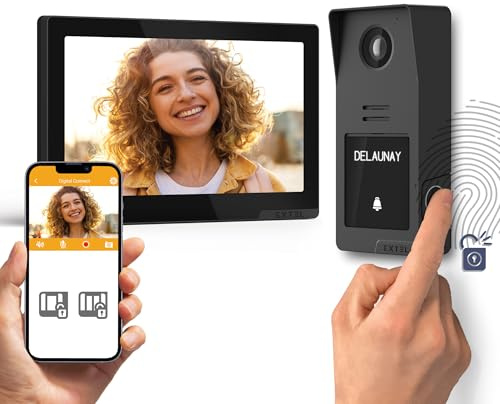 Extel Digital Connect, Visiophone filaire connecté 7’’, Connexion 2 fils, Contrôle d’accès portail et portillon, Caméra 2K vision nocturne, ouverture par empreinte digitale, QR code, 3 ans de garantie