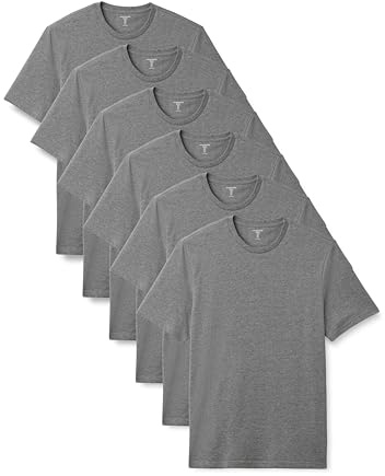 Amazon Essentials Men's Regular-Fit Short-Sleeve T-Shirt, Pack of 6, Grey Heather, Medium
