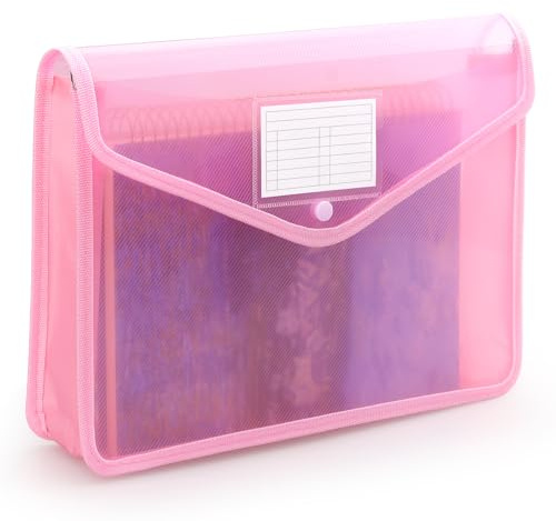 Tamaki Plastic Expanding File Folder, Fit Letter/A4 Size, Pink, 1 Pack