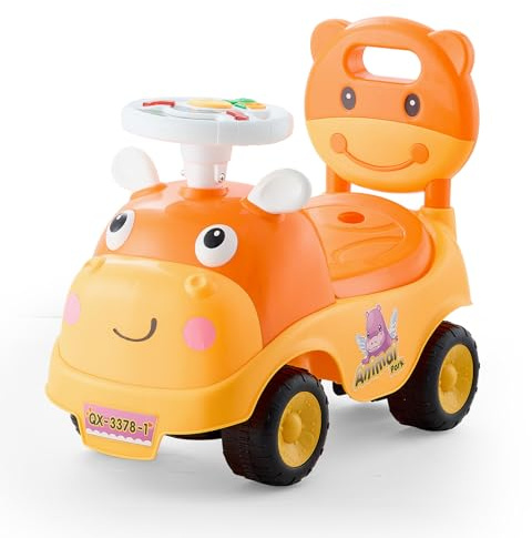 VEVOR Ride On Toddler Push Car, Push Car for Toddler 19 to 36 Months, Kids Ride On Toy with Horn & Music, 48.5 lbs Load Capacity, Under-seat Storage, Foot-to-Floor Walker for Toddlers Boys Girls
