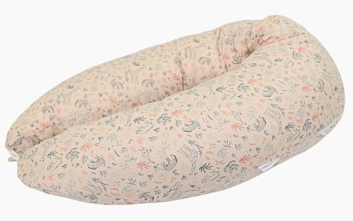 HOBEA-Germany Amningskudde 190 cm x 76 cm XXL Graviditetskudde Sidokudde med överdrag av ekologisk bomull (Safari beige, amning kudde) | OEKO-TEX® STANDARD 100 certifierad, IGR-certifierad (ergonomisk produkt), perfekt för amning och sömn för gravida kvinnor