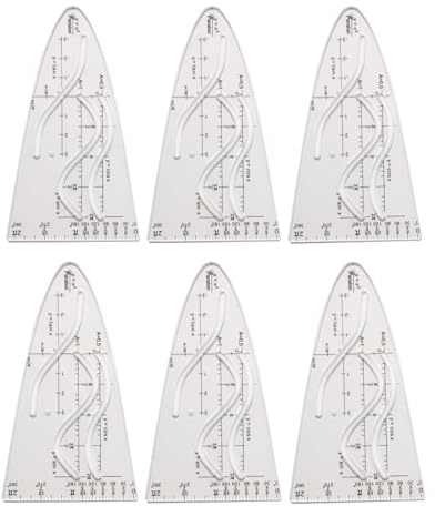 Shirene Parabelschablone,6 Stück Parabelschablone Mathe,Kurvenschablone,Normalparabel Schablone,Nählineal-Set für Mathematikunterricht und Arbeit,Zeichnen von Funktionen,Graphen und Bögen
