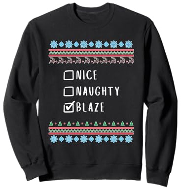 Agradable Travieso Navidad Blaze Suéter Feo Sudadera