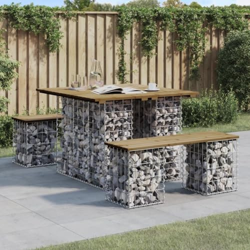 Owoxanthellate Tavolo da giardino pieghevole, 100 x 102 x 72 cm, in legno di pino impregnato, con scomparto in pietra, resistente alle intemperie, per giardino, balcone