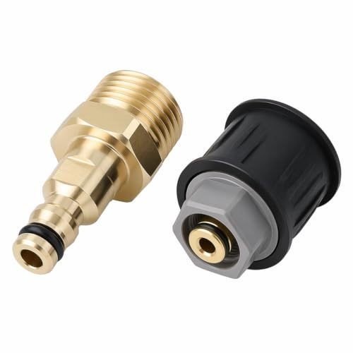 High Pressure Washer Adapter Quick Release Brass Hose Connector M22 14mm Compatible with K2 K3 K4 K5 K6 K7 Series High Pressure Cleaners Hose Pipe Fittings Accessories