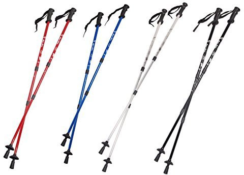 Nordic Walking Stöcke Stock Set 2 Stücke Paar Trekking Wander Länge 65-135cm Farbvarianten Walkingstöcke Anti-Shock Dämpfungssystem (Silber)