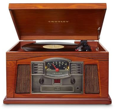 Crosley Lancaster Table de Mixage - Tourne Disque Vinyl - Platine Vinyl Bluetooth - Aux - pour Les Disques de 7”, 10” ou 12” - Tourne Disque à 3 Vitesses - Paprika