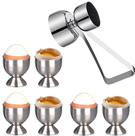 EQLEF Portauovo, portauovo in Acciaio Inossidabile e Cracker apribottiglie per Uova su Due Lati Portauovo di Pasqua di Grandi Dimensioni per Uova sode