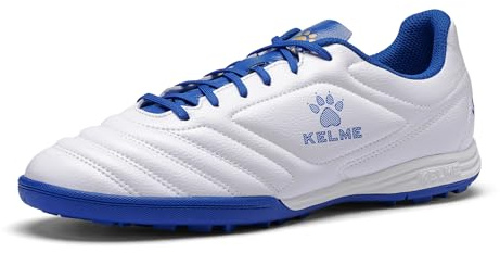 KELME Unisex Adult Turf Soccer Shoes, Futsal Indoor Soccer Cleats, for Mens Womens,White Blue,Size 9