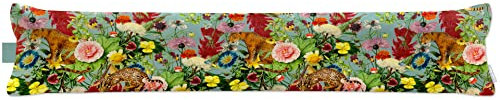 Izabela Peters Luxurious Eco-Friendly Draught Excluder - Junglescape - Blue Surf - Extra Long - Window Door Seal, Fabric Draft Excluder Cushion Stopper For Door Bottom