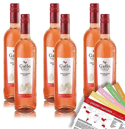 Gallo Grenache Rosé, lieblich, sortenreines Weinpaket + VINOX Winecards (6x0,75l)